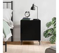mtlskopl Table de chevet - Noir - 40 x 40 x 50 cm - En bois et pieds en métal - Table de chevet moderne avec espace de rangement et porte - Décoration pour chambre à coucher, salon, couloir