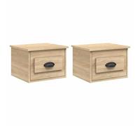 mtlskopl Tables de Chevet Murale Lot de 2, Tables de Nuit Suspendues avec Tiroir pour Chambre, Table de Chevet Flottante en Bois d'Ingénierie, Chêne Sonoma, 41,5 x 36 x 28 cm