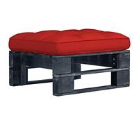 mtlskopl Tabouret en palettes imprégné, noir, 60 x 60 x 25 cm, en pin avec coussin d'assise rouge, résistant aux intempéries, modulaire, pour jardin, balcon, terrasse, salon