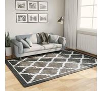 mtlskopl Tapis de salon lavable 160 x 230 cm noir et blanc avec dessus en velours, dessous en PVC antidérapant, insonorisant, antibactérien, idéal pour salon, chambre à coucher, couloir