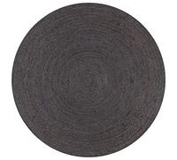 mtlskopl Tapis rond en jute fait à la main - 150 cm - Gris foncé - Design naturel moderne - Robuste - Facile d'entretien - Pour salon, chambre à coucher, couloir