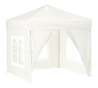 mtlskopl Tente de Réception Pliable 2x2m Chapiteau avec Parois Crème | Abri de jardin pliable idéal pour vos repas en extérieur camping fêtes et événements familiaux