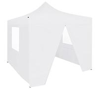 mtlskopl Tente de Réception Pliable 3x3m avec 4 Parois Acier Blanc | Tonnelle de jardin avec fenêtres transparentes pour foires, événements sportifs, barbecues et fêtes en plein air.
