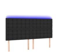 mtlskopl Tête de lit à LED - Noir - 160 x 118/128 cm - En cuir synthétique - Hauteur réglable et bande lumineuse découpable - Panneau de dossier rembourré moderne pour chambre à coucher, chambre