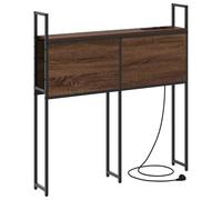 mtlskopl Tête de lit avec espace de rangement et station de charge - 78 x 15 x 98 cm - Aspect chêne - Cadre en acier - Design moderne - Robuste - Organiseur pour chambre à coucher et salon