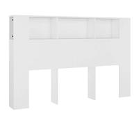 mtlskopl Tête de lit avec étagères - Blanc - 160 x 18,5 x 104,5 cm - En bois solide - Design moderne - Pour chambre à coucher, bibliothèque, poteau mural, lit, paroi arrière