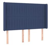 mtlskopl Tête de lit avec oreilles - Bleu - 147 x 118/128 cm - Hauteur réglable - Lit à sommier tapissier en polyester et bois de mélèze - Design moderne pour chambre à coucher