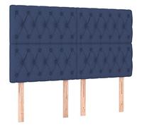 mtlskopl Tête de lit bleue 144 x 7 x 118/128 cm en polyester et bois de mélèze, hauteur réglable, design similaire à un coussin mural avec soutien dorsal pour chambre à coucher, salon et chambre