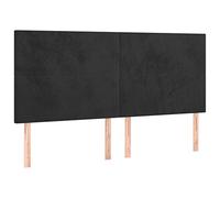 mtlskopl Tête de lit en velours - 200 x 118/128 cm - Noir - Hauteur réglable - Coussin mural rembourré pour lit à sommier tapissier - Design moderne et soutien dorsal - Pour chambre à coucher, salon