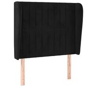 mtlskopl Tête de lit en velours avec oreilles - Noir - 83 x 23 x 118/128 cm - Réglable en hauteur - Pour chambre à coucher, idées de salon - Lit à sommier tapissier et lit double - Coussin mural de