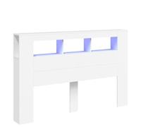mtlskopl Tête de lit LED blanche 160 x 18,5 x 103,5 cm - En bois - Barre lumineuse RVB moderne avec étagère et port USB - Pour chambre à coucher, chambre d'adolescent, chambre d'amis