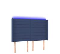 mtlskopl Tête de lit LED bleue 147 × 16 × 118/128 cm, housse réglable en hauteur, bandes LED découpables, cadre en bois, dossier