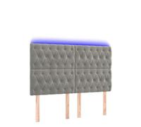 mtlskopl Tête de lit LED en velours - 160 x 7 x 118/128 cm - Réglable en hauteur - Bandes RVB de 55 cm - Dossier rembourré - Gris clair - Bois massif - Design moderne pour chambre à coucher et chambre