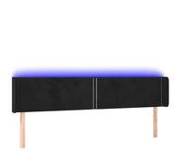 mtlskopl Tête de lit LED en velours noir - 203 x 16 x 78/88 cm - Réglable en hauteur - Avec bande colorée et LED coupable - Pour chambre à coucher et lit à sommier tapissier