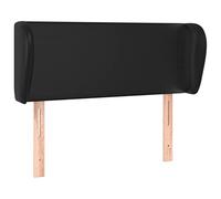 mtlskopl Tête de lit noire 93 x 23 x 78/88 cm avec oreilles en cuir synthétique, hauteur réglable, pieds en bois de mélèze massif, design moderne et nettoyage facile pour chambre à coucher