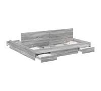 mtlskopl Tiroir de lit avec 4 tiroirs - Gris Sonoma - 180 x 200 cm - Cadre en bois de pin massif - Cadre double moderne avec espace de rangement pour chambre à coucher et chambre d'amis