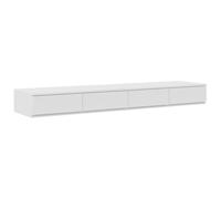 mtlskopl Tiroirs de Lit Blancs 160 x 36,5 x 16,5 cm en Bois d'Ingénierie, Meuble de Rangement Bas avec 4 Tiroirs à Pression, Banquette et Marchepied de Lit de Chambre
