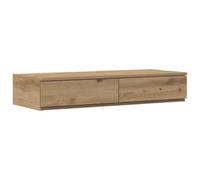 mtlskopl Tiroirs de Lit Chêne Artisanal 75 x 36,5 x 16,5 cm, Double Usage Marchepied et Siège avec 2 Tiroirs de Rangement Pousser-pour-Ouvrir en Bois d'Ingénierie