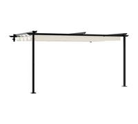 mtlskopl Tonnelle murale 400 x 300 x 200 cm, pergola avec protection solaire rétractable en polyester, cadre en acier stable pour terrasse et jardin, crème