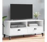 mtlskopl Viken - Meuble TV bas en bois - 106 x 40 x 46,5 cm - Avec 2 tiroirs et 2 compartiments ouverts - Design moderne et espace de rangement pour le salon - Blanc