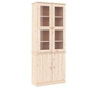 mtlskopl Vitrine en Bois de Pin Massif Alta 77x35x186,5 cm, Vaisselier Argentier avec Portes Vitrées et Étagères de Rangement pour Salon, Salle à Manger et Cuisine, Aspect Brut