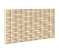 mtlskopl Vitrine murale beige 98 x 4,5 x 55 cm en bois - Étagère de collection murale avec 130 compartiments pour figurines et petite décoration dans le salon ou le couloir