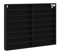 mtlskopl Vitrine Murale en Bois d'Ingénierie Chêne Noir, Meuble de Rangement Suspendu avec 16 Étagères pour Salon et Bureau, Étagère d'Exposition Moderne, 100 x 8,5 x 75 cm