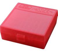 MTM 100 Boîte de munitions ronde avec couvercle rabattable 41/44 Citron vert (rouge transparent)