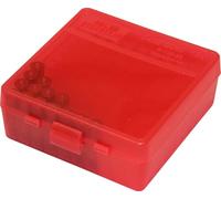 MTM 38/357 Cal 100 Boîte à munitions avec couvercle rabattable, Mixte, P-100-3-29, Transparent - rouge