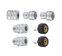 MTM Hydro SRG Kit adaptateur pour nettoyeur haute pression en acier inoxydable - Ensemble adaptateur de déconnexion rapide comprenant 15 mm M22 à 3/8" et raccords de tuyau GH 3/4 pouces - Ensemble de 7 pièces