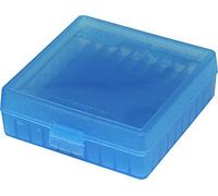 MTM P-100-22-24 Boîte de munitions ronde à couvercle rabattable pour fusil 22 longs Bleu clair