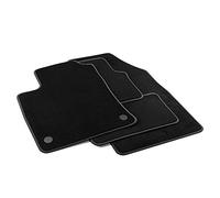 MTM PRO-8558 Tapis pour Renault Clio 5 (aussi E-Tech Hybrid) 2019>, sur Mesure en Velours, Bords en Similicuir et Double Surpiqûre Chromée, noir