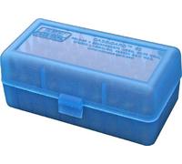 MTM RMLD-50-24 Boite à Munitions Flip-Top 300 WSM 45-70 7MM Bleu Boite de Rangement pour 50 Cartouches Carabine