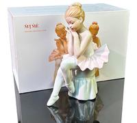 MTME Figurines en porcelaine, petites danseuses roses, élégance, souvenirs, cadeaux, sculpture décoration d'intérieur (A)