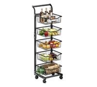 MTNBHH Chariot Utilitaire Roulant en métal Robuste, Chariot à étagères de Rangement réglables avec Panier en Maille Amovible, Support Mince Multicouche(Five Floors)