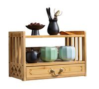 MTNBHH Table d'autel de Style Chinois avec tiroir, Table de méditation en Bambou, étagère d'exposition Feng Shui for Un Usage Spirituel à Domicile(Natural,Two Floors 52cm)