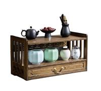 MTNBHH Table d'autel en Bambou avec tiroir, Table de méditation Puja de Style Chinois, étagère Feng Shui for décoration spirituelle(Brown,Two Floors 42cm)