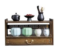 MTNBHH Table de méditation en Bambou avec tiroir, Table d'autel Puja de Style Chinois, étagère d'exposition Feng Shui for décoration spirituelle(Brown,Two Floors 42cm)