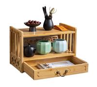 MTNBHH Table de méditation en Bambou avec tiroir, Table d'autel Puja de Style Chinois, étagère d'exposition Feng Shui for décoration spirituelle(Natural,Two Floors 42cm)