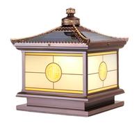 MTNROO Lampadaire Solaire Style Chinois Lampe Solaire Vintage Étanche IP65 Éclairage Classique Pour Poteau Jardin Carré Lampe Colonne En Aluminium Moulé Sous Pression pour Poteau,Villa,Patio,Clôture