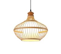 MTNROO Lampe d'art en Bambou De Style Scandinave Suspensions en Osier Beige Naturel Lustre en Rotin Tissé À La Main Artisanal Classique Plafonnier Lanterne Côtière pour Salon, Îlot De Cuisine,