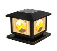 MTNROO Lampe Solaire Extérieure Noire Sur Pilier Lampe Traditionnelle Pour Poteau À Surface Plate Lampe De Colonne Extérieure Étanche IP65 1 Luminaire D'éclairage De Sol À Installer Sur Poteau