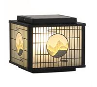 MTNROO Lampes Solaires Créatives Style Chinois Lampe Solaire Étanche D'extérieur Lanterne Carrée Classique Pour Pilier Jardin Lampes Solaires En Aluminium Antirouille pour Patio,Cour,Éclairage Public