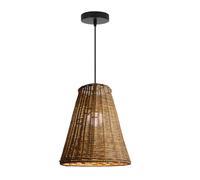 MTNROO Suspension Artisanale En Rotin Marron Tressé Lampe Suspendue En Osier Style Champêtre Plafonnier Bohème En Bambou Et Rotin Lustre Élégant Pour Restaurants, Bureaux, Bars Et Cafés