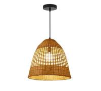 MTNROO Suspension En Bambou Beige Abat-jour Lanterne Semi-circulaire Plafonnier Bohème Naturel Lustre Nid D'oiseau En Forme De Dôme Pour Salon, Cuisine, Couloir, Restaurant