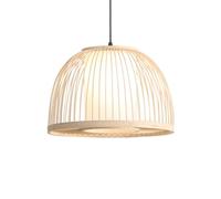 MTNROO Suspension Semi-Circulaire en Bambou Suspensions Classiques en Osier Tressé Lustre Artisanal Beige Fait Main Abat-Jour en Papier Parchemin Imitation pour Restaurants, Bureaux, Bars Et Cafés