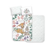 MTOnlinehandel Parure de lit 100 x 135 cm - Bambi REH & Klopfer - Parure de lit pour enfant fille et garçon - 100 % coton - 1 taie d'oreiller 40 x 60 cm et housse de couette 100 x 135 cm - Bambi