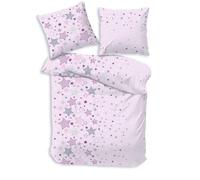 MTOnlinehandel Parure de lit Enfant | 100% Coton | Oeko-TEX | Housse de Couette 135x200 cm + 1 Taie d'oreiller 80x80 cm - Parure de lit Fille | étoile Sweet Dreams