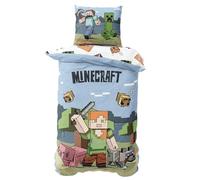 MTOnlinehandel Parure de lit Minecraft 80 x 80 cm + 135 x 200 cm - Pour enfant et adolescent - En microfibre