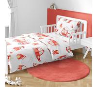 MTOnlinehandel Parure de lit pour bébé 100 x 135 cm - 2 pièces avec taie d'oreiller 40 x 60 cm - Parure de lit pour enfant Little Hero animaux - Coton - Motif pompiers et camion de pompiers - Certifié